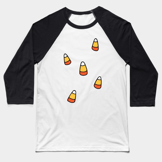 Candy Corn Halloween Pattern Baseball T-Shirt by murialbezanson